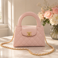 CHANEL Kelly Mini Shopping Pink Shiny Calfskin Quilted Handbag Crossbody Bag 23K