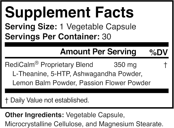 RediCalm Natural Stress Relief and Calming Supplement, Vegan, Gluten-Free