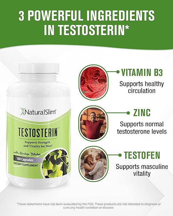 Naturalslim Natural Testosterone Booster for Men - Male Enhancing Supplement