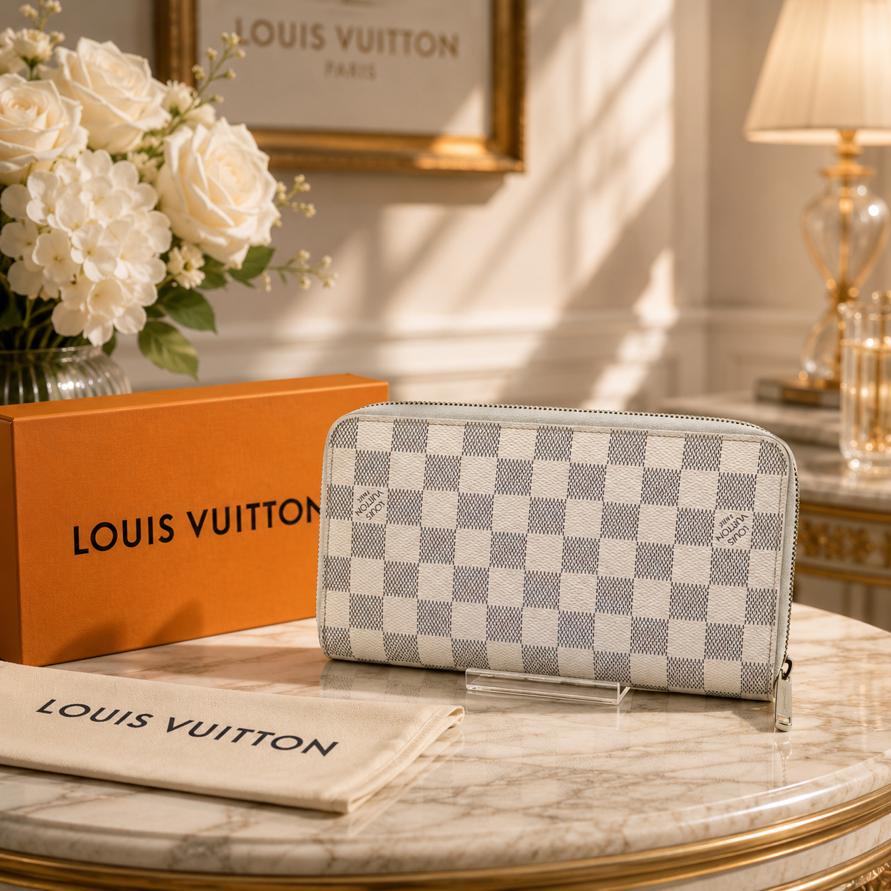 LOUIS VUITTON N60012 Damier Azur Zippy Organizer Long Wallet LV