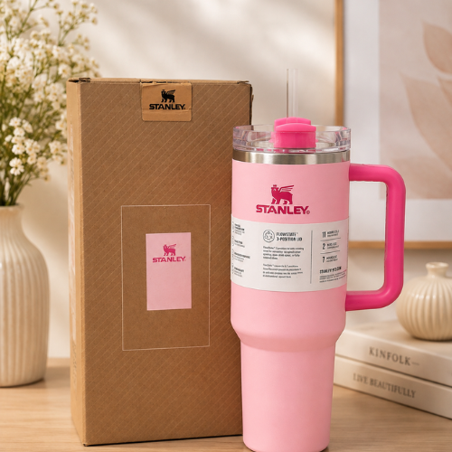 Stanley 40oz Flamingo Pink Tumbler Stainless Steel H2.0 FlowState Quencher