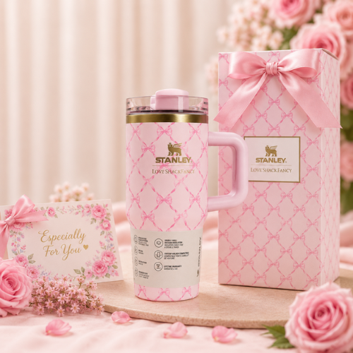 Stanley x Love Shack Fancy Flask Quencher Tumbler Cup20oz Pink