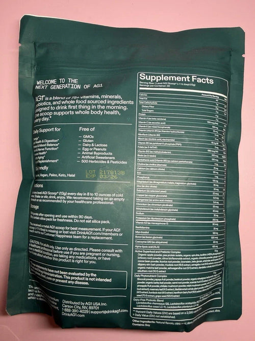AG1 Daily Foundational Nutrition Whole Food Dietary Supplement