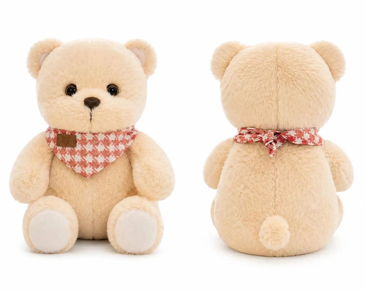 Soft Teddy Bear Plush Toy | Plaid Scarf Stuffed Animal