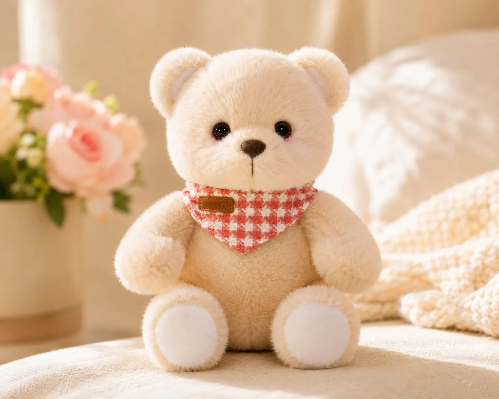 Soft Teddy Bear Plush Toy | Plaid Scarf Stuffed Animal