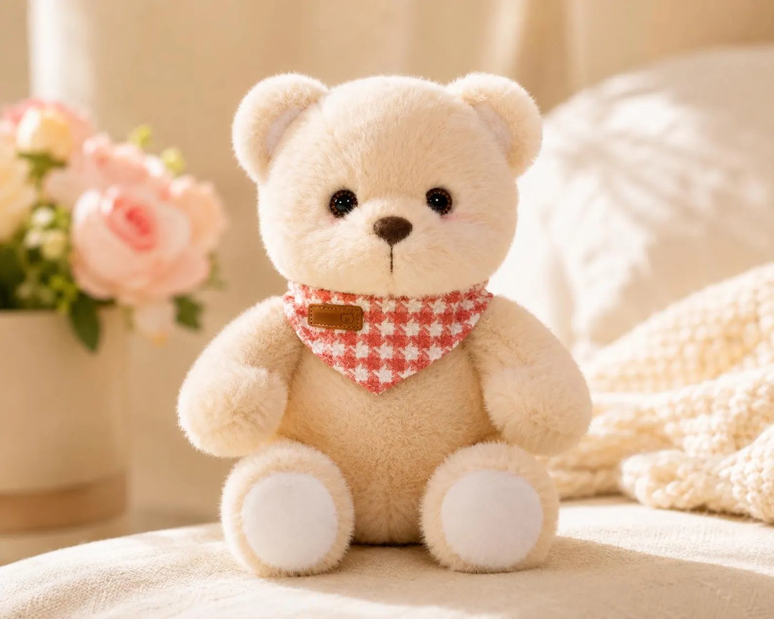 Soft Teddy Bear Plush Toy | Plaid Scarf Stuffed Animal
