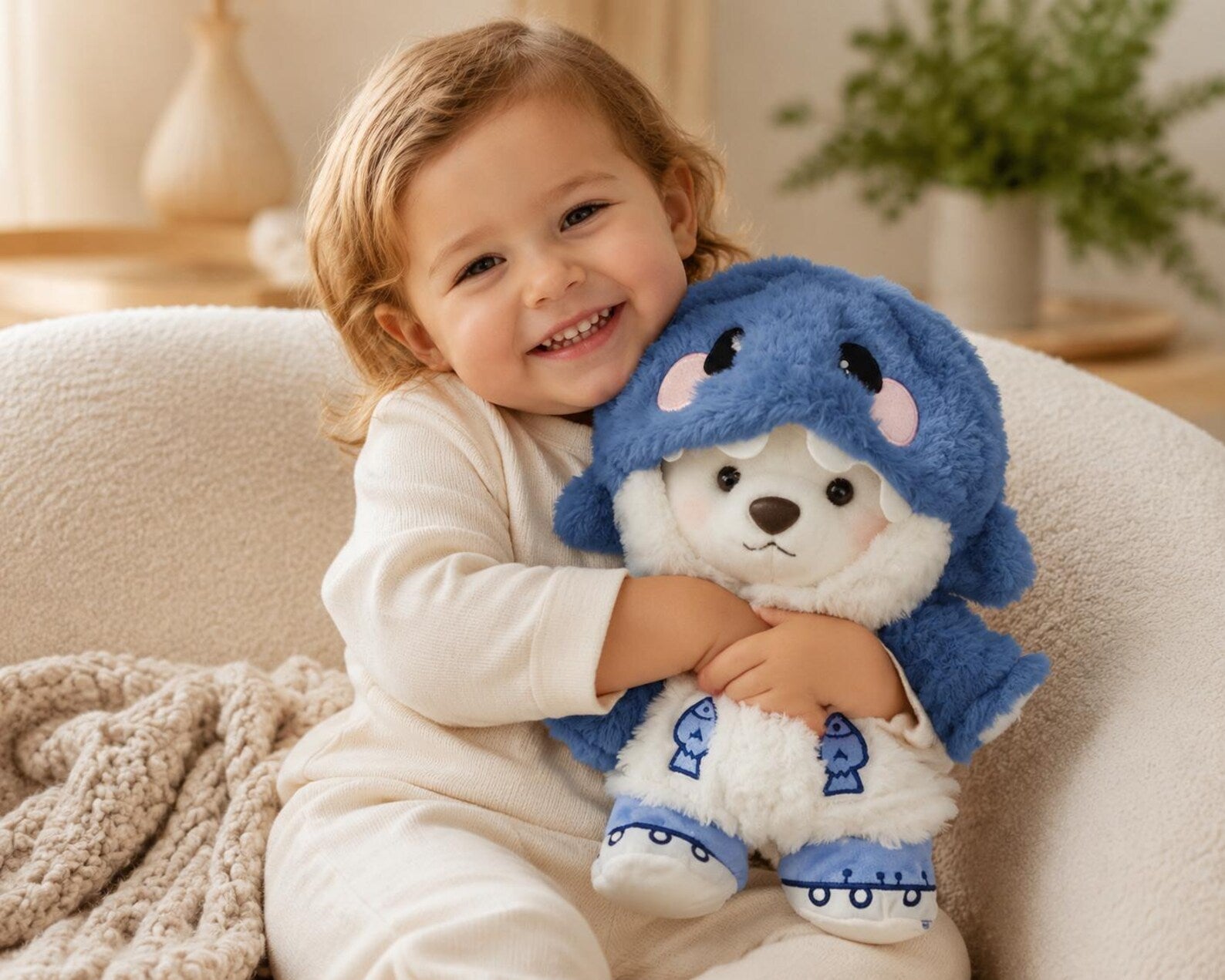 Shark Bear Plush Toy | Soft Cuddly Stuffed Animal, 30cm Doll
