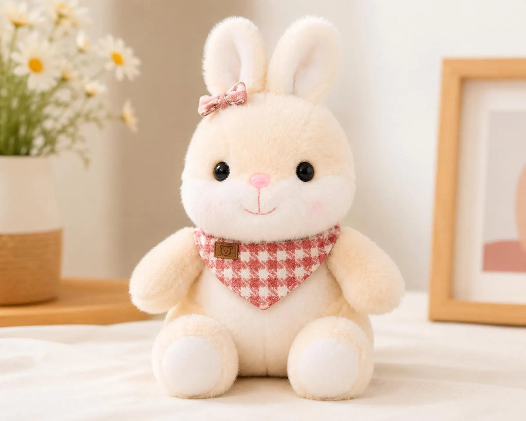 Soft Teddy Bear Plush Toy | Plaid Scarf Stuffed Animal