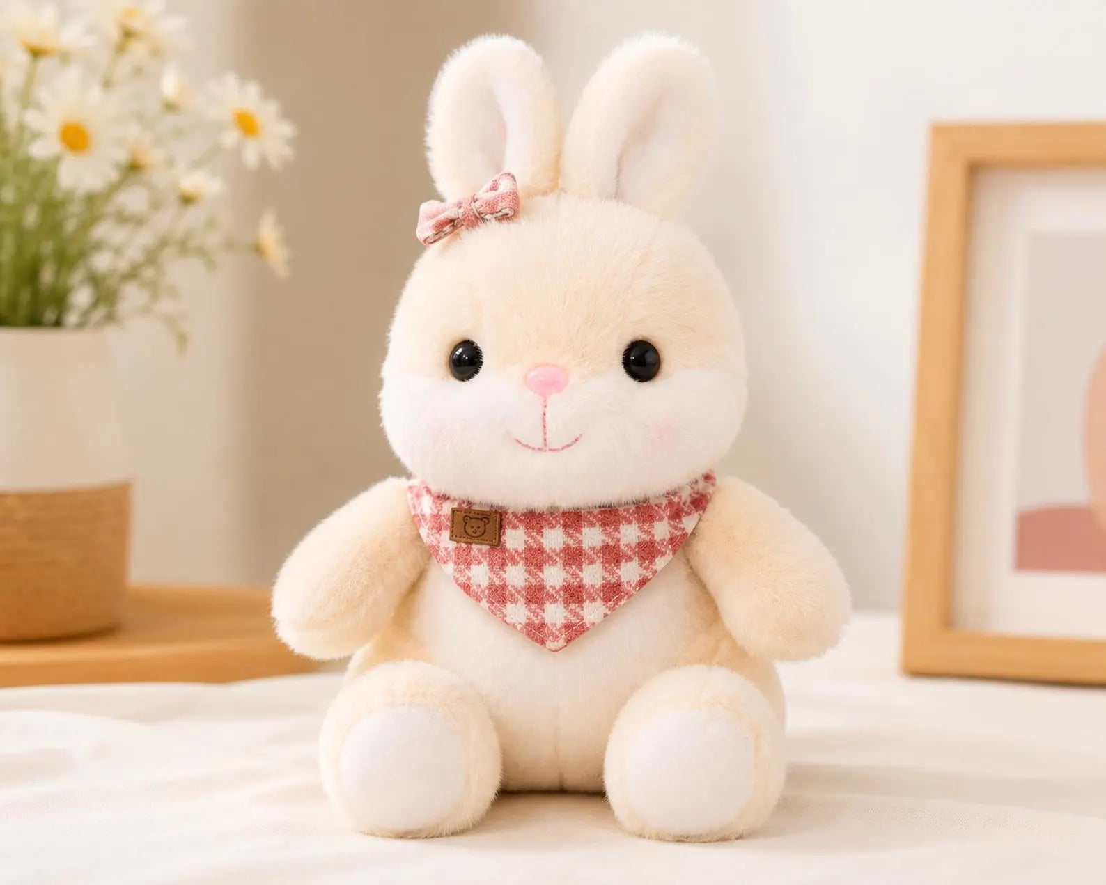 Soft Teddy Bear Plush Toy | Plaid Scarf Stuffed Animal