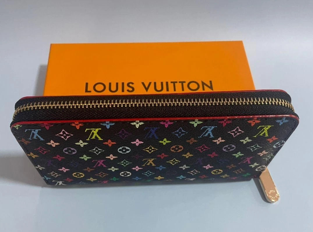 LOUIS VUITTON Monogram Multicolor Takashi Murakami Zippy Long Wallet- Black