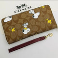 COACH x PEANUTS Long Zip around Wallet Snoopy Woodstock Khaki Signature F/S