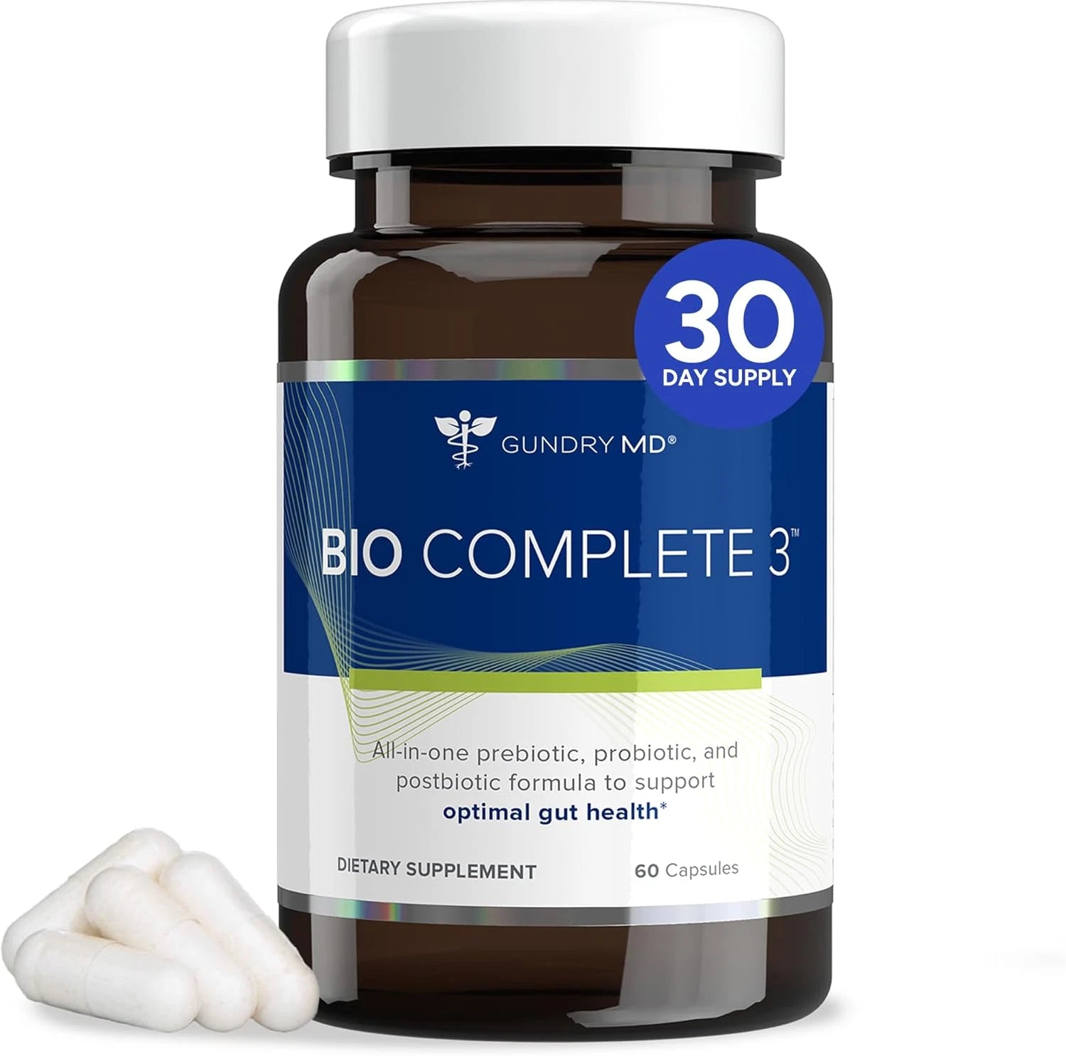 Bio Complete 3 - Prebiotic, Probiotic, Postbiotic to Support Optimal Gut Health, 30 Day Supply (