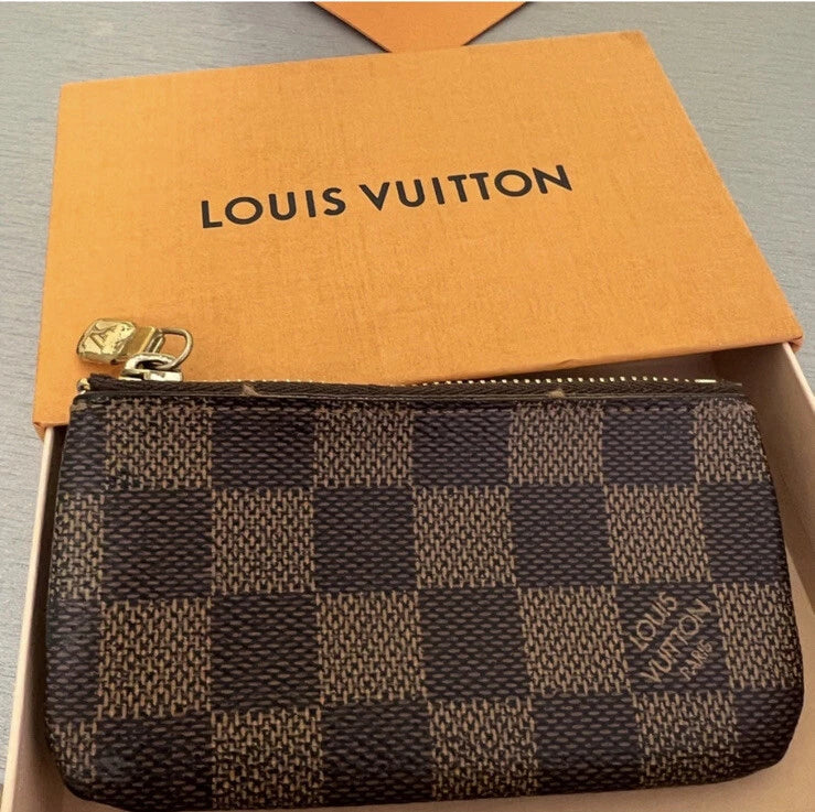 LOUIS VUITTON Damier Ebene Pochette Cles Coin Purse Key Case Brown N62656