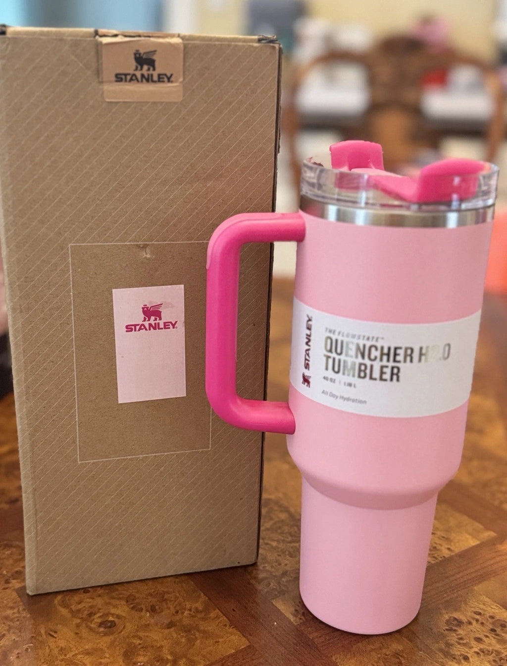 Stanley 40oz Flamingo Pink Tumbler Stainless Steel H2.0 FlowState Quencher