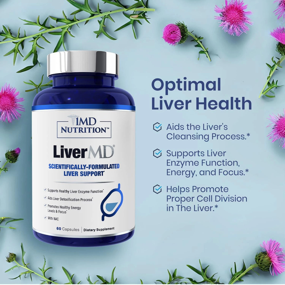 1MD Nutrition LiverMD - Liver Support Supplement | Siliphos Milk Thistle Extr...