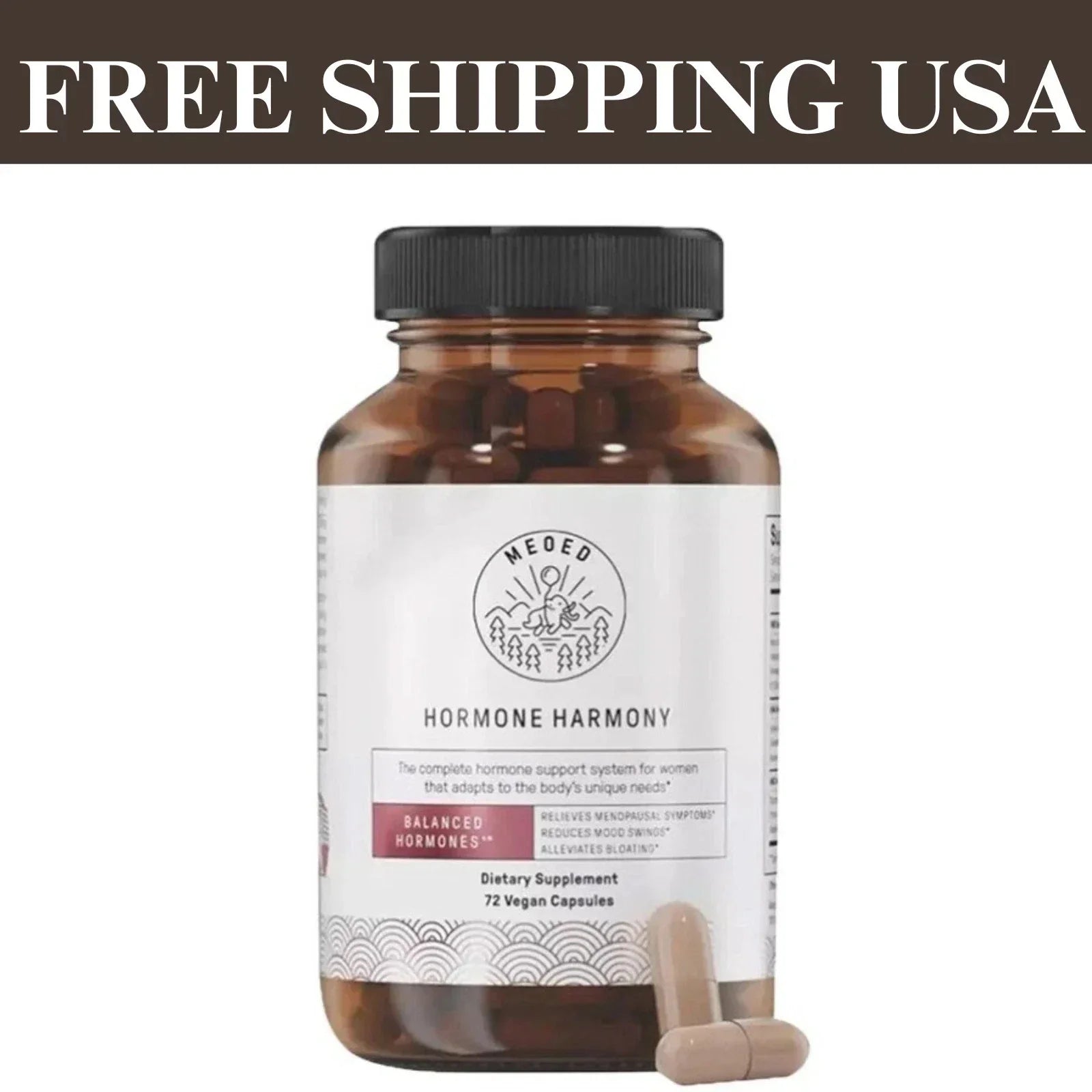 Hormone Support Capsules Natural Menopause Relief Women 72 Count Happy Mammoth