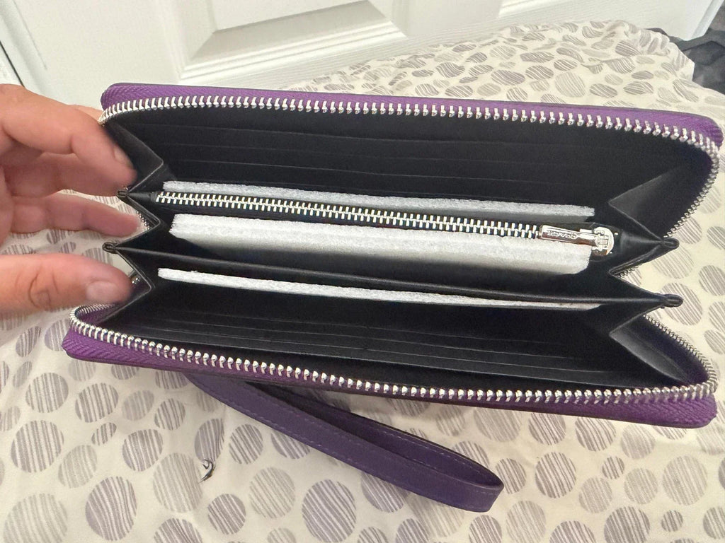 Share COACH,Zip-around Long wallet with Strap, C4452,Signature, Purple,