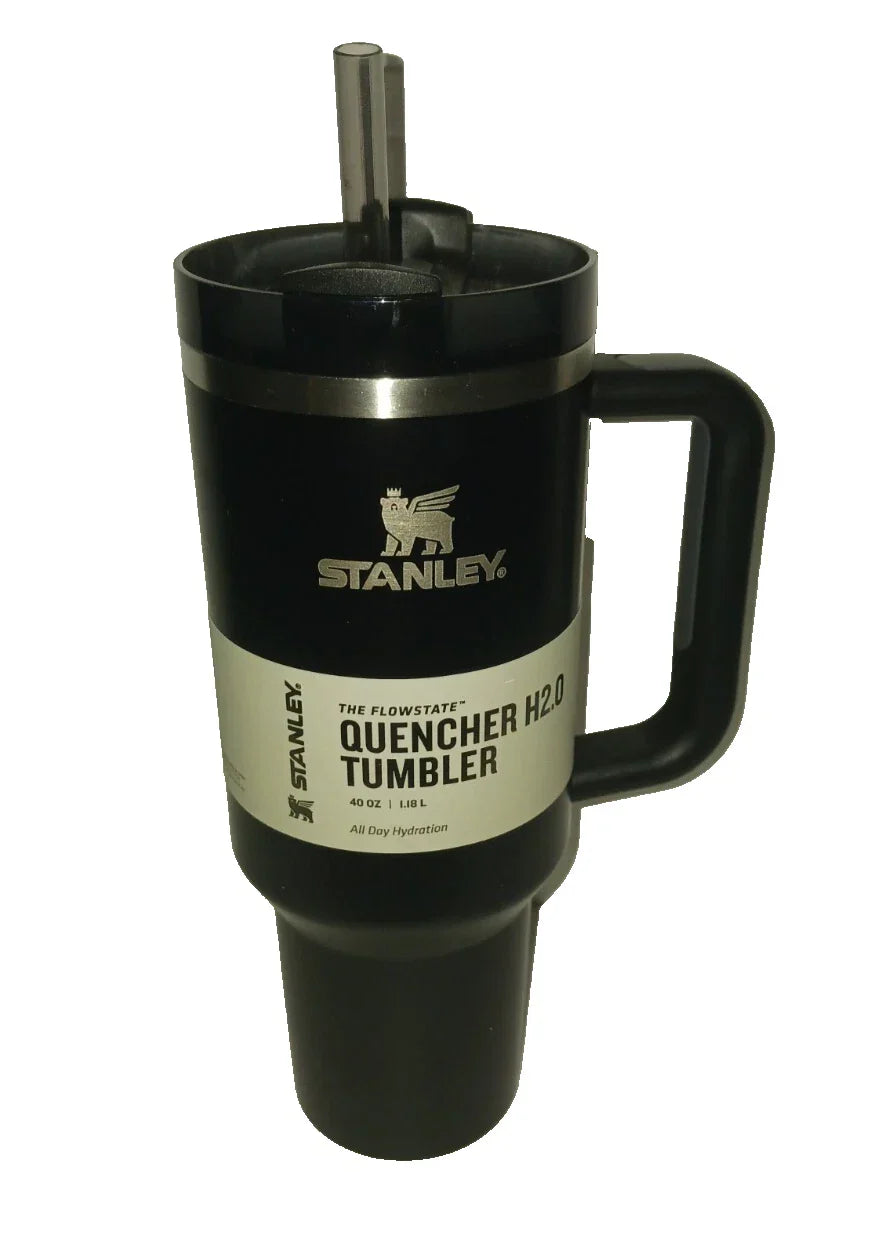 Stanley Flowstate Tumbler 40oz Black w/ Silver Tone Trim Quencher H2.0