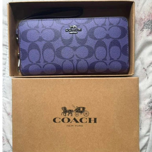 Share COACH,Zip-around Long wallet with Strap, C4452,Signature, Purple,