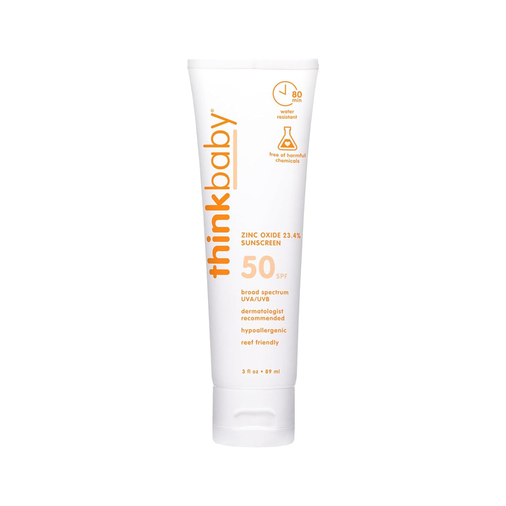 SPF 50+ Mineral Baby Sunscreen – Water-Resistant Broad Spectrum Sun Cream 3 Oz | Thinkbaby